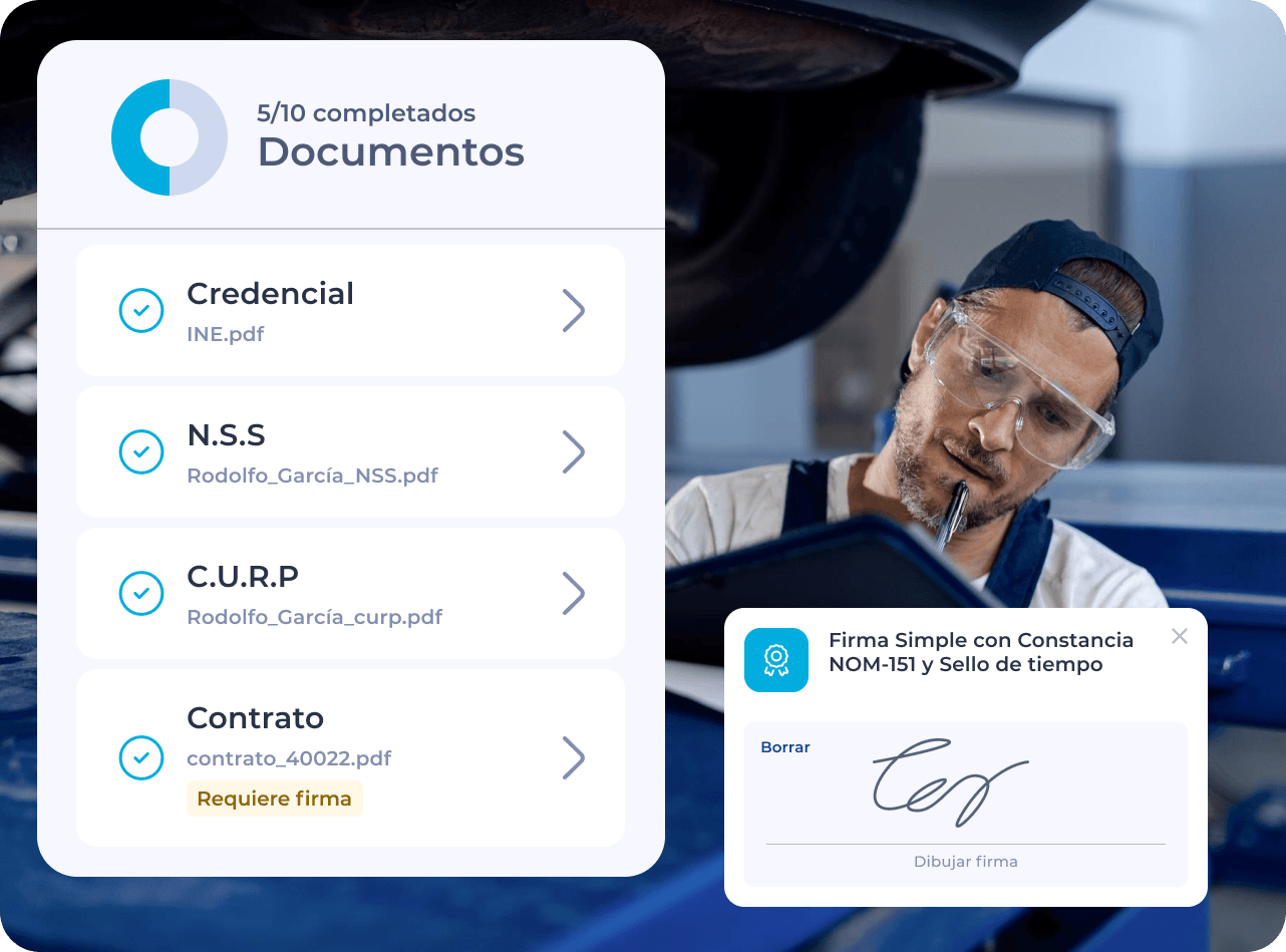 Expediente digital del colaborador con documentos verificados y firma NOM-151